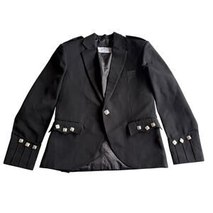 Tartan Republic Edinburgh 100% Wool Black Argyll Argyle Kilt Jacket‎ Coat 36 Reg